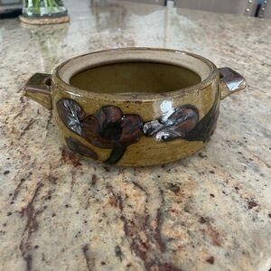Vintage mid century stoneware floral pottery